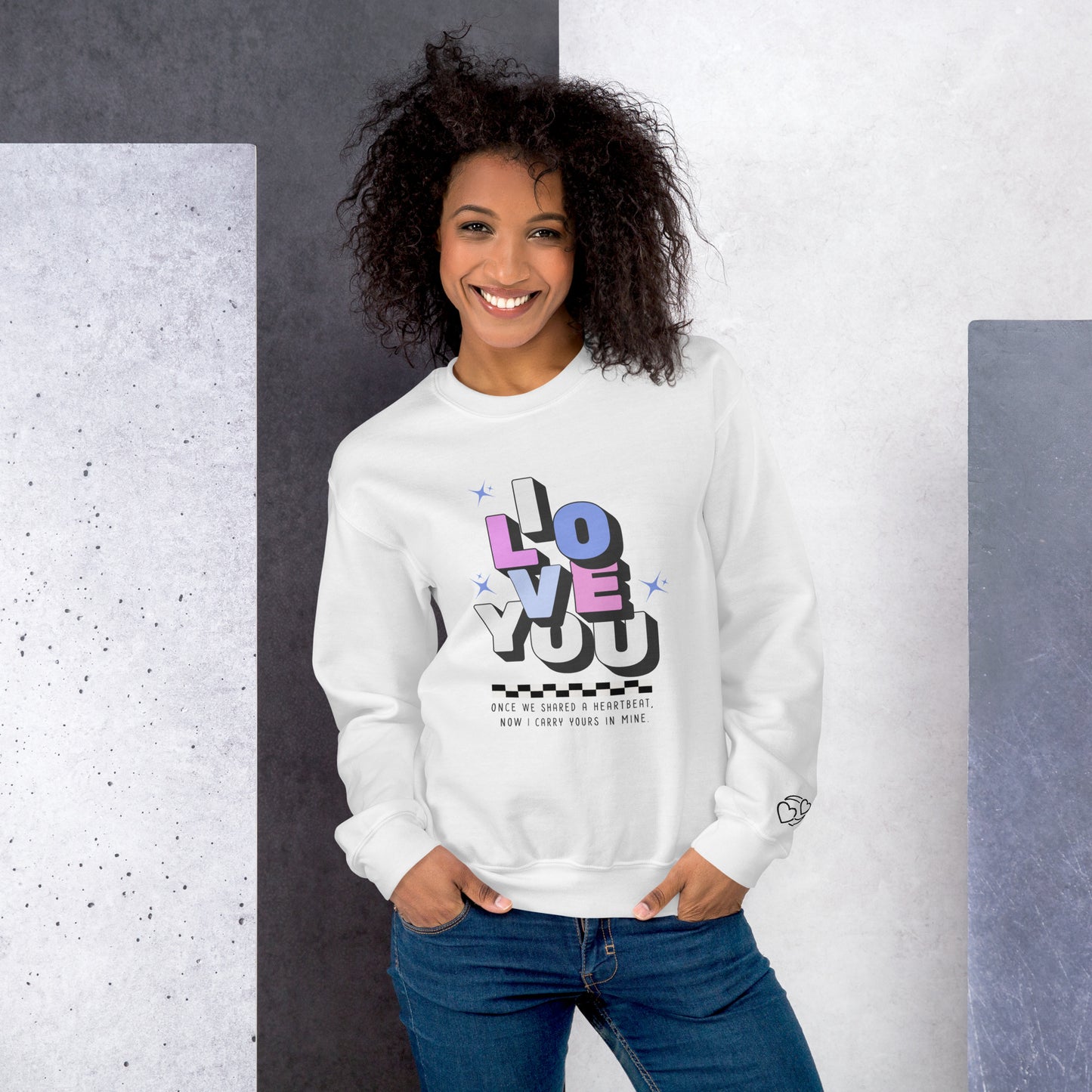 I LOVE YOU- "Once we shared a heartbeat, now I carry yours in mine" - The Bella Collection-Unisex Crewneck Sweatshirt