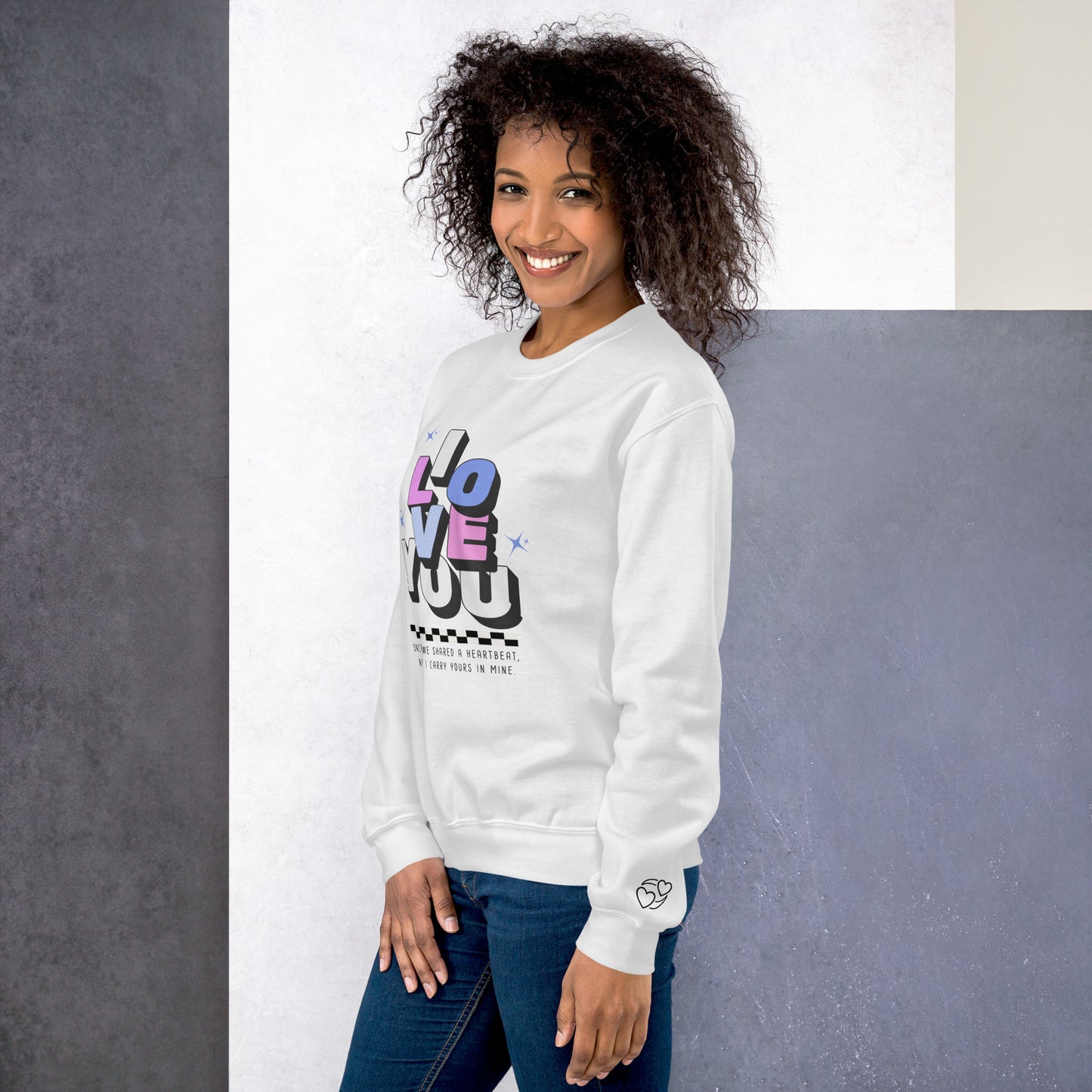 I LOVE YOU- "Once we shared a heartbeat, now I carry yours in mine" - The Bella Collection-Unisex Crewneck Sweatshirt